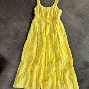 American Eagle Outfitters Sunny Yellow Tiered Sleeveless Dress